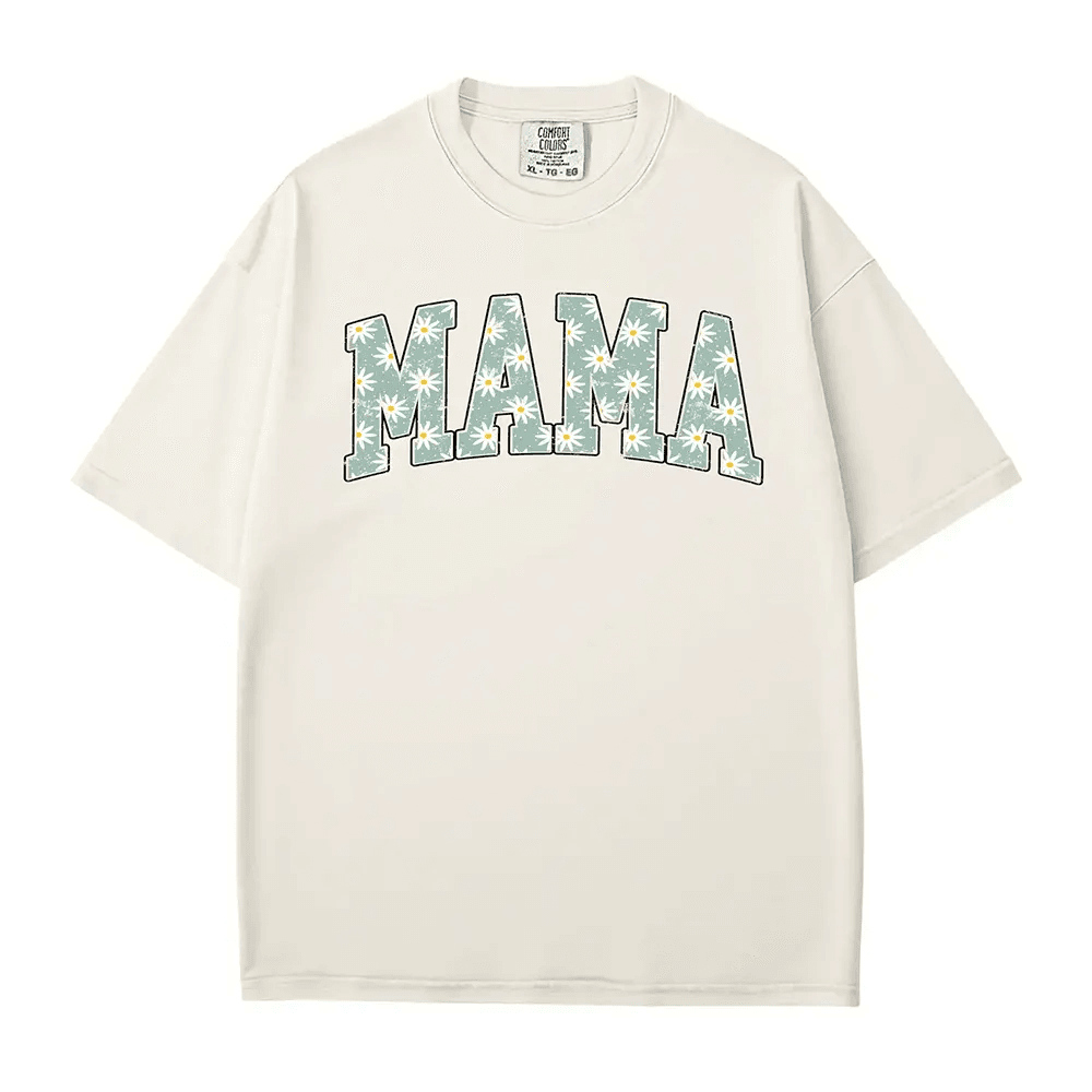 MAMA Comfort Colors® T-Shirt – Daisy Floral Mom Shirt - Woven Mama