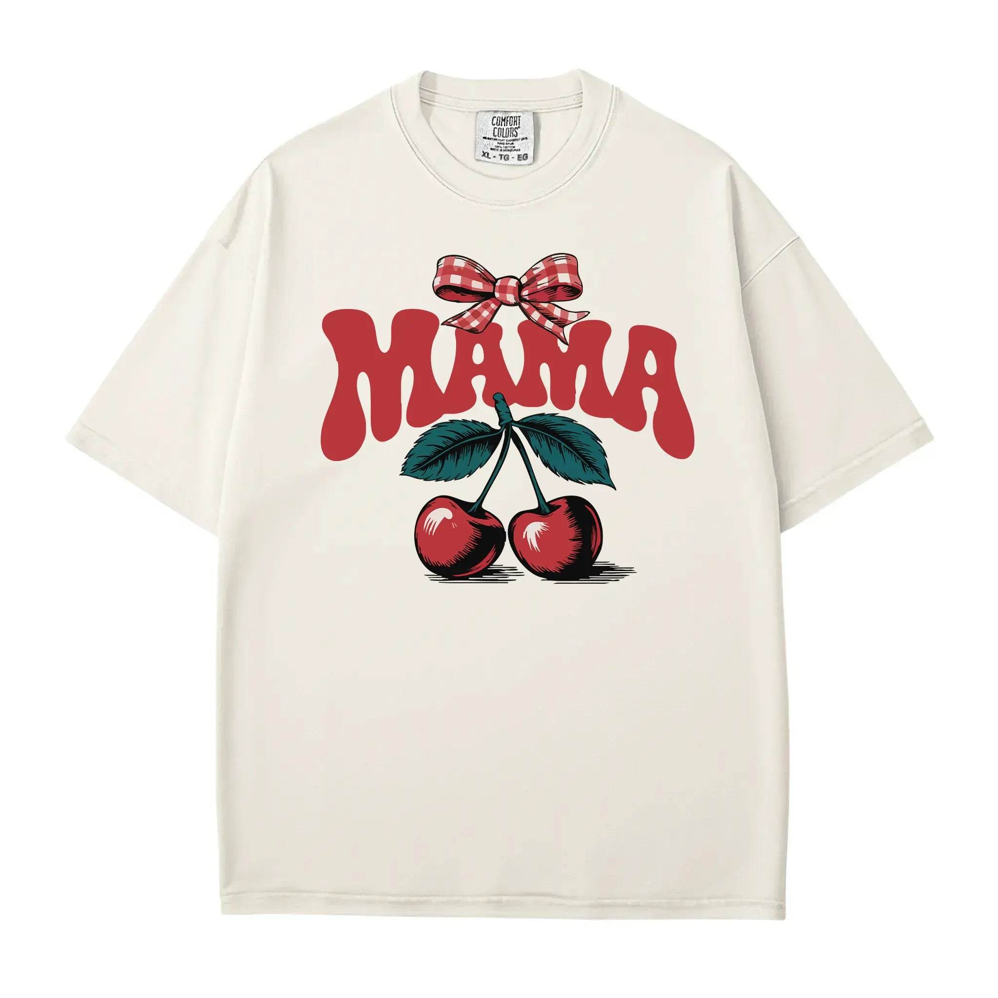 Mama T-Shirt – Sweet Cherry Coquette Comfort Colors Tee for Moms - Woven Mama