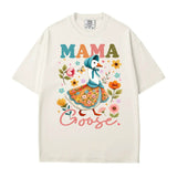 Mama Goose T-Shirt – Whimsical Floral Comfort Colors Tee for Moms - Woven Mama