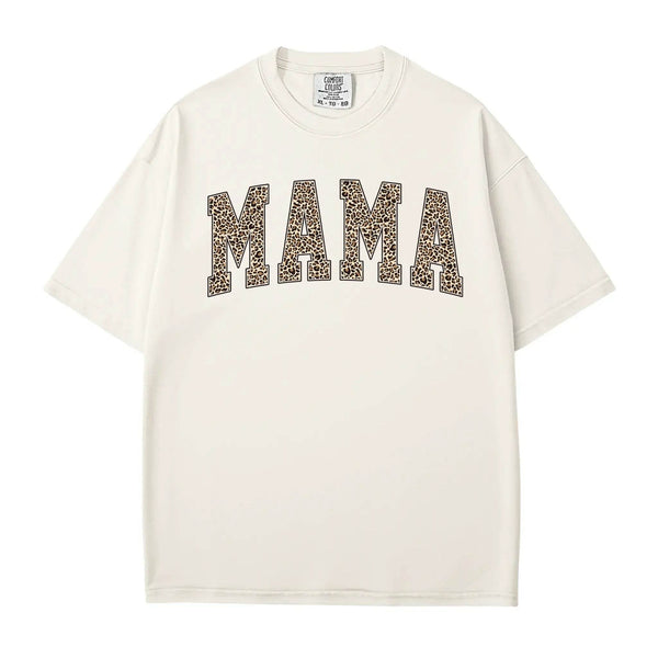 Leopard Print MAMA T-Shirt – Bold Comfort Colors Tee for Stylish Moms - Woven Mama