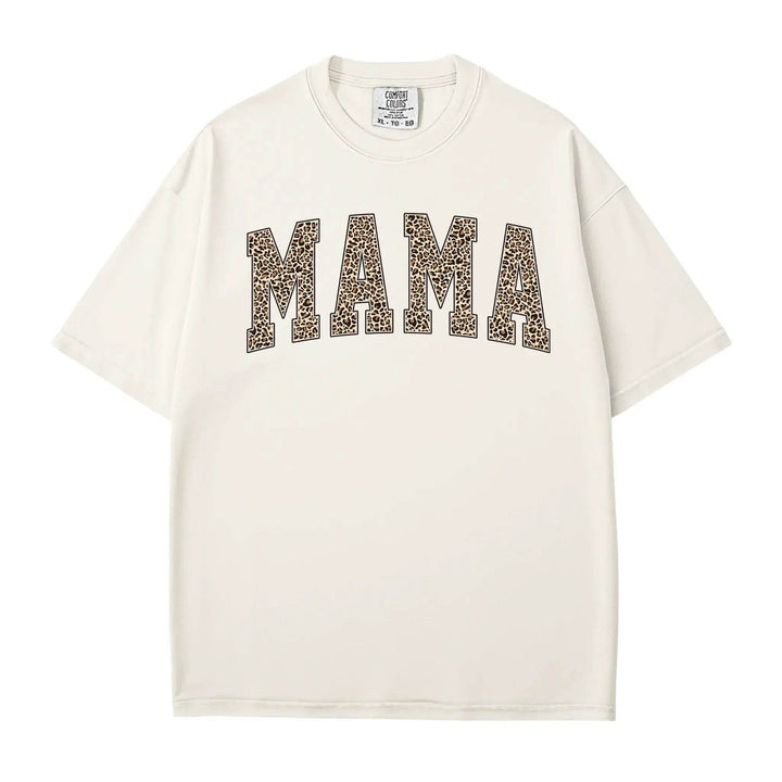 Leopard Print MAMA T-Shirt – Bold Comfort Colors Tee for Stylish Moms - Woven Mama