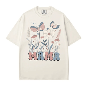 MAMA Comfort Colors® T-Shirt – Butterfly & Wildflower Mom Shirt - Woven Mama