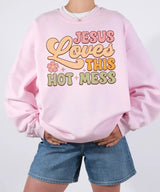 Jesus Loves This Hot Mess – Faith-Inspired Mom Tee / Sweatshirt