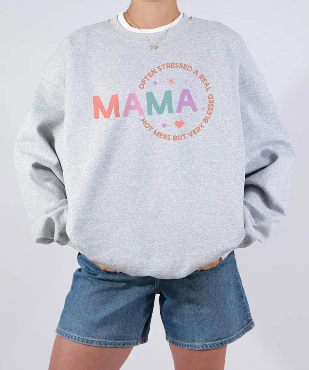 MAMA Often Stressed But Very Blessed Shirt – Funny Mom Comfort Colors® Tee or Sweatshirt - Woven Mama