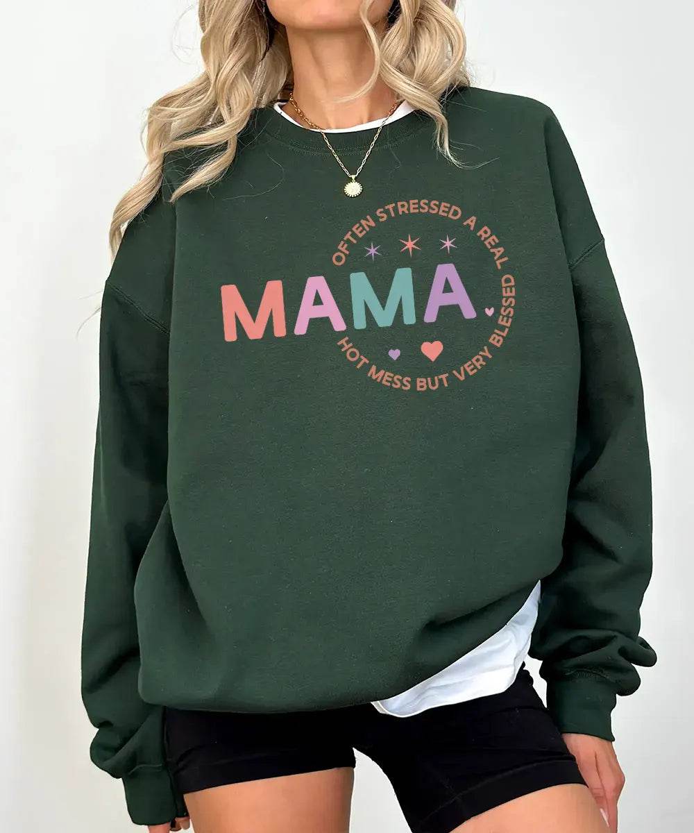 MAMA Often Stressed But Very Blessed Shirt – Funny Mom Comfort Colors® Tee or Sweatshirt - Woven Mama