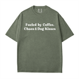Fueled by Coffee, Chaos & Dog Kisses Comfort Colors® T-Shirt – Funny Dog Mom Tee - Woven Mama