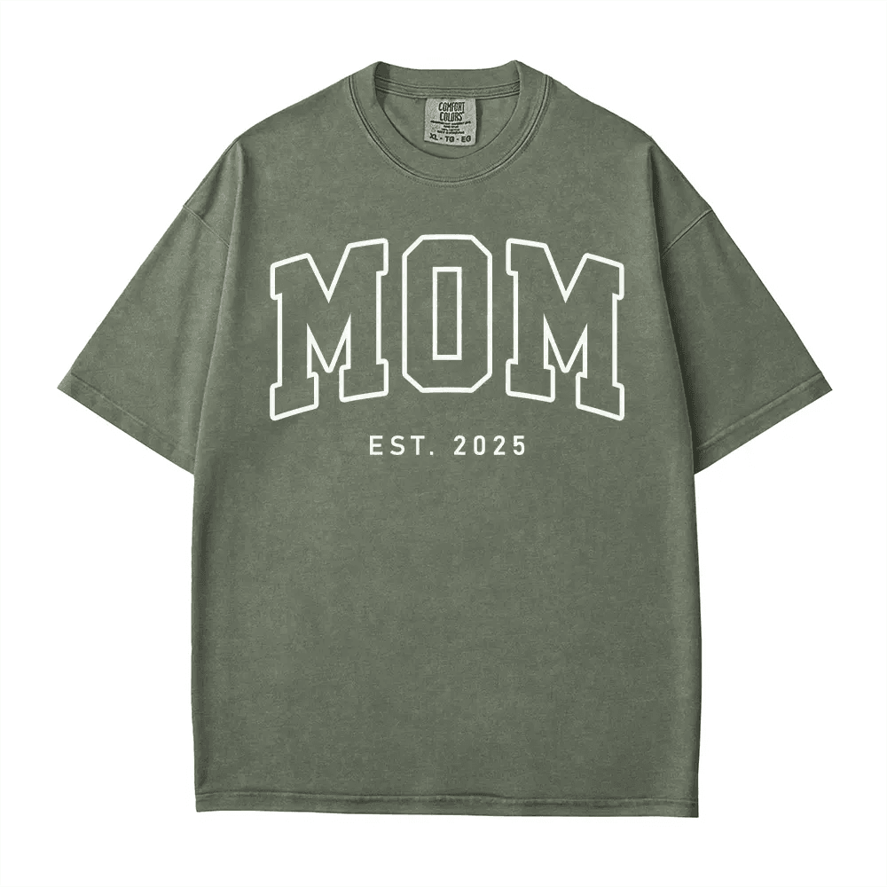 Custom MOM Comfort Colors® T-Shirt – Personalized Year “Est.” Tee - Woven Mama