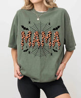 Spooky Mama Comfort Colors T-Shirt or Crewneck Sweatshirt – Leopard Print Halloween Mom Shirt - Woven Mama