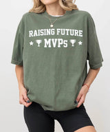 Raising Future MVPs T-Shirt – Sports Mom Tee in Bella+Canvas & Comfort Colors - Woven Mama