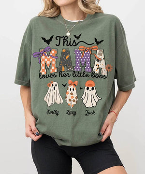 Custom Halloween Mama Comfort Colors T-Shirt or Crewneck Sweatshirt – This Mama Loves Her Little Boos - Woven Mama