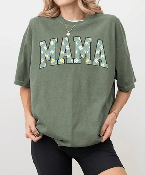 MAMA Comfort Colors® T-Shirt – Daisy Floral Mom Shirt - Woven Mama