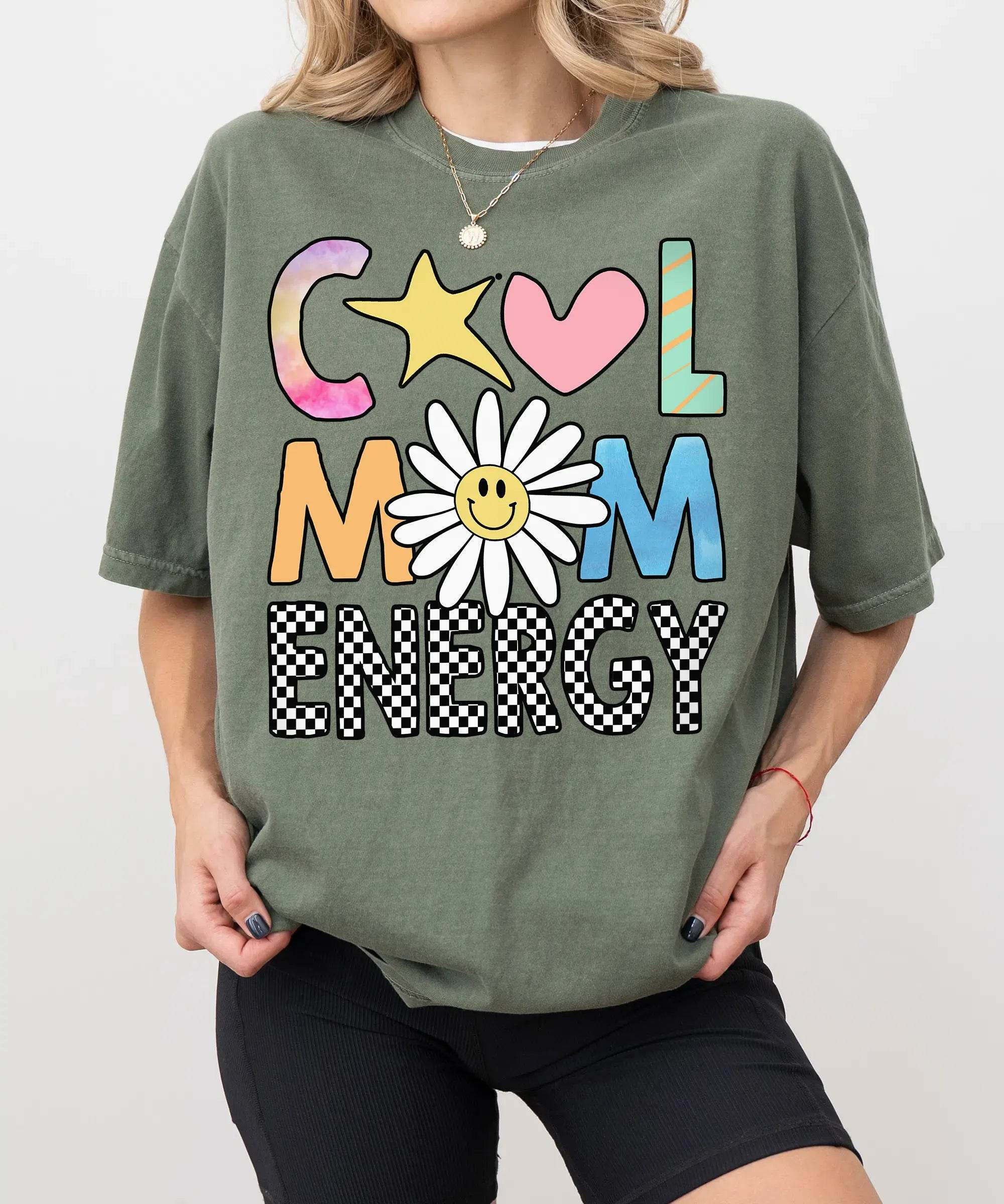 Cool Mom Energy T-Shirt – Trendy Mom Comfort Colors Tee - Woven Mama