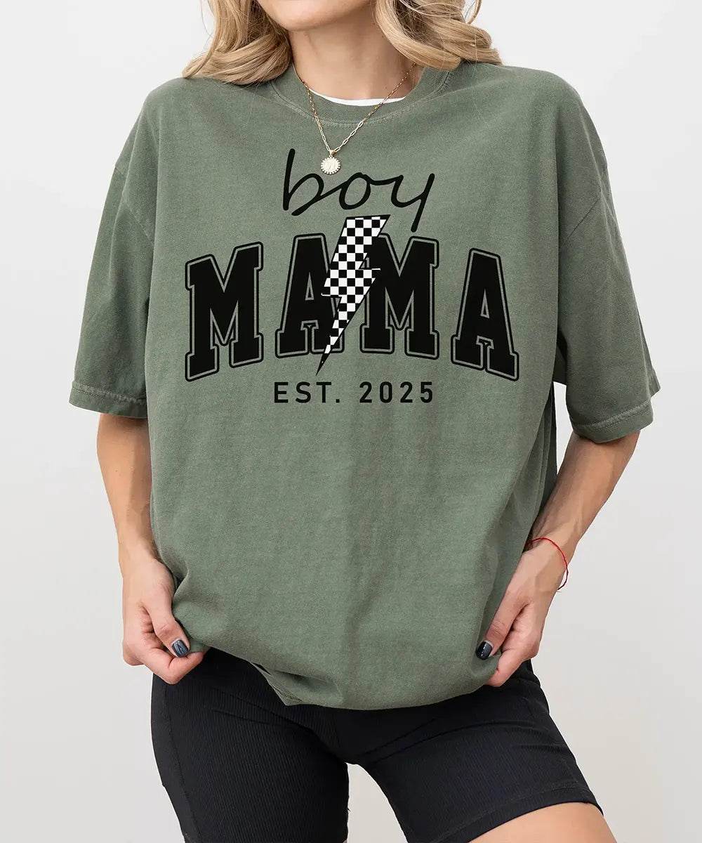 Custom Boy Mama T-Shirt – Personalized Year “Est.” Comfort Colors® Tee - Woven Mama