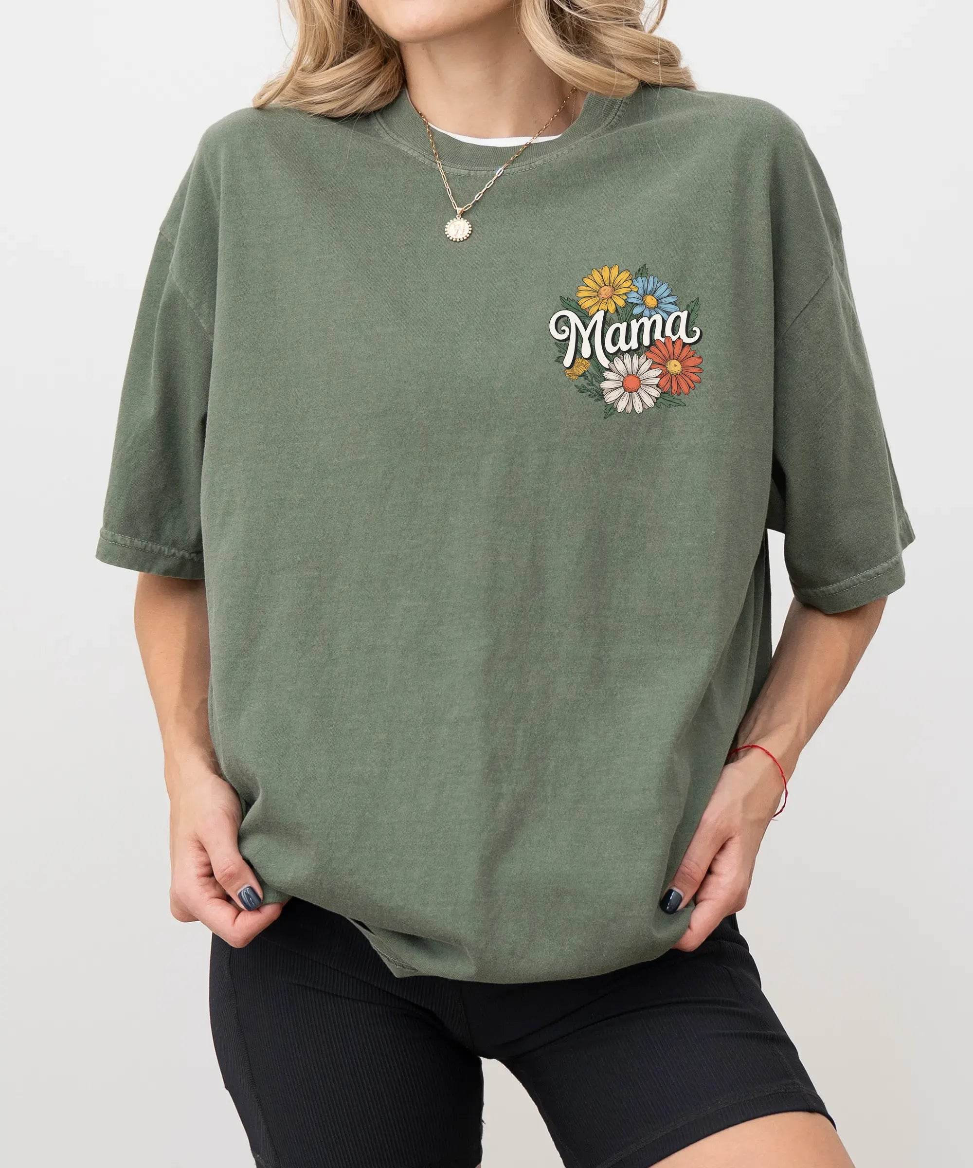 Mama T-Shirt – Comfort Colors Minimal Floral Mom Tee - Woven Mama