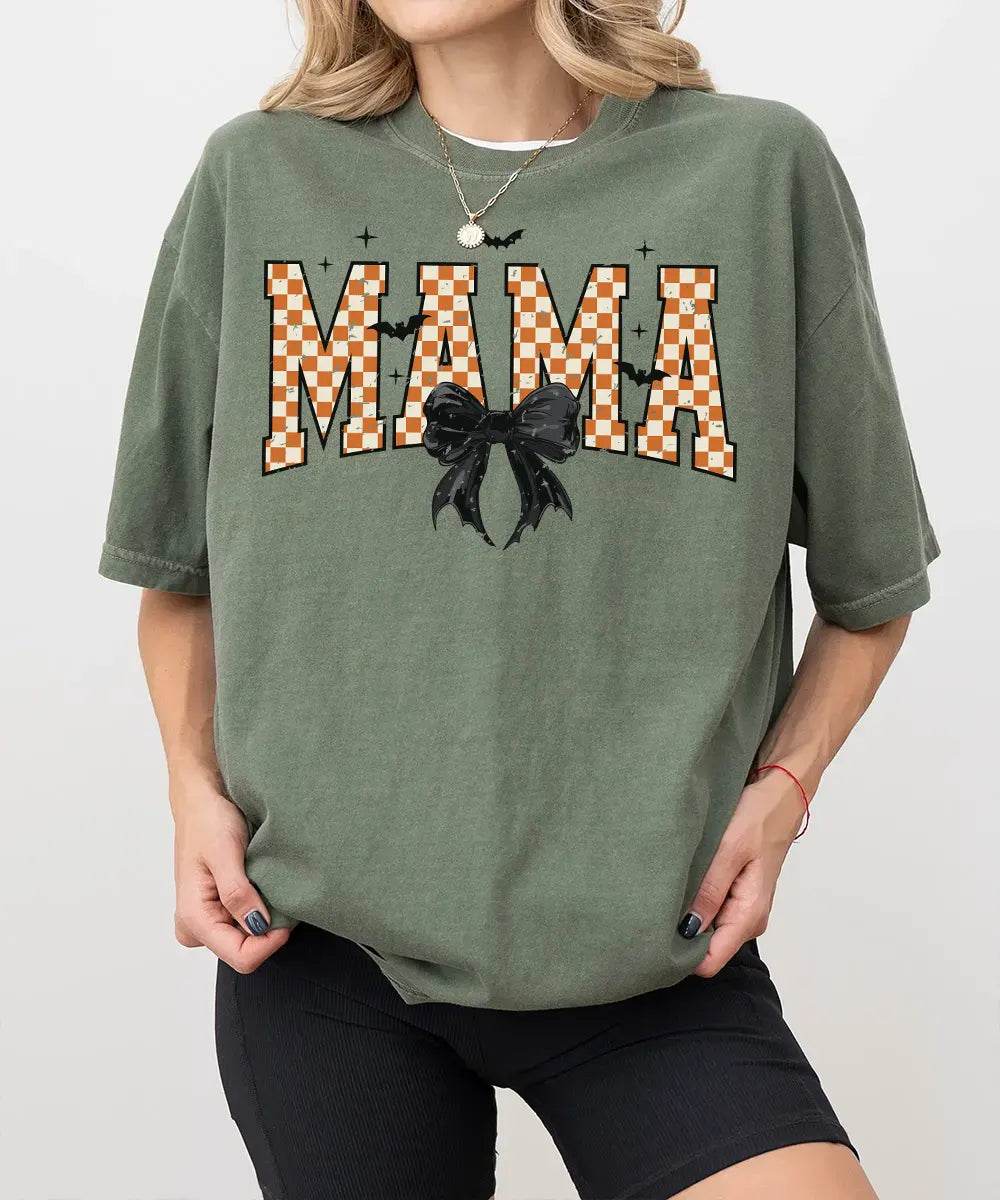 Spooky Bow MAMA Halloween Comfort Colors T-Shirt or Crewneck Sweatshirt - Woven Mama
