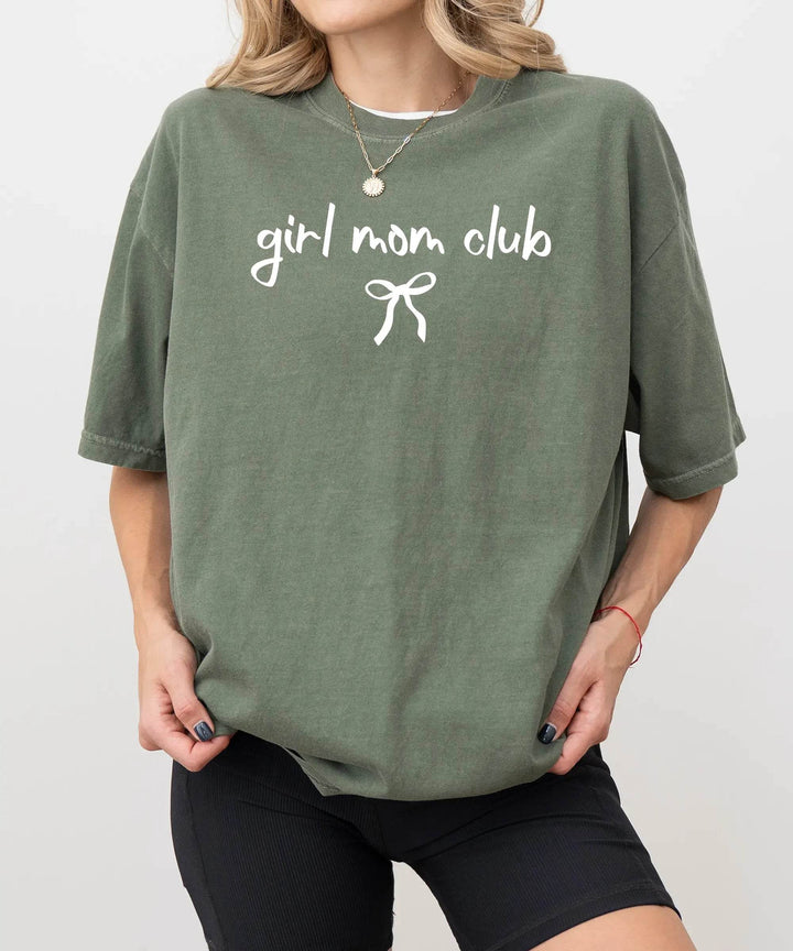 Girl Mom Club T-Shirt – Sweet Girl Mom Coquette Comfort Colors Tee - Woven Mama