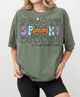 Spooky Mama Comfort Colors T-Shirt or Crewneck Sweatshirt – Colorful Halloween Pumpkin Mom Shirt - Woven Mama