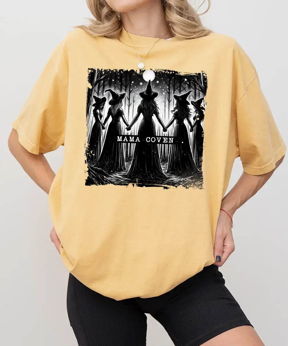 Mama Coven Halloween Comfort Colors T-Shirt or Crewneck Sweatshirt – Witchy Mom Shirt - Woven Mama