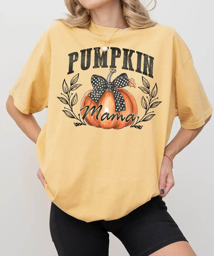 Pumpkin Mama Comfort Colors T-Shirt & Crewneck Sweatshirt – Fall Mom Graphic Tee - Woven Mama