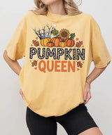 Pumpkin Queen Comfort Colors T-Shirt or Crewneck Sweatshirt – Fall Pumpkin Patch & Halloween Mom Shirt - Woven Mama