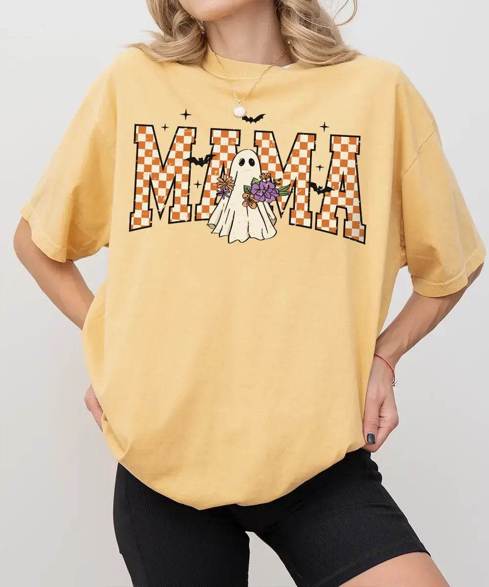 Halloween Mama Ghost Comfort Colors T-Shirt or Crewneck Sweatshirt - Woven Mama