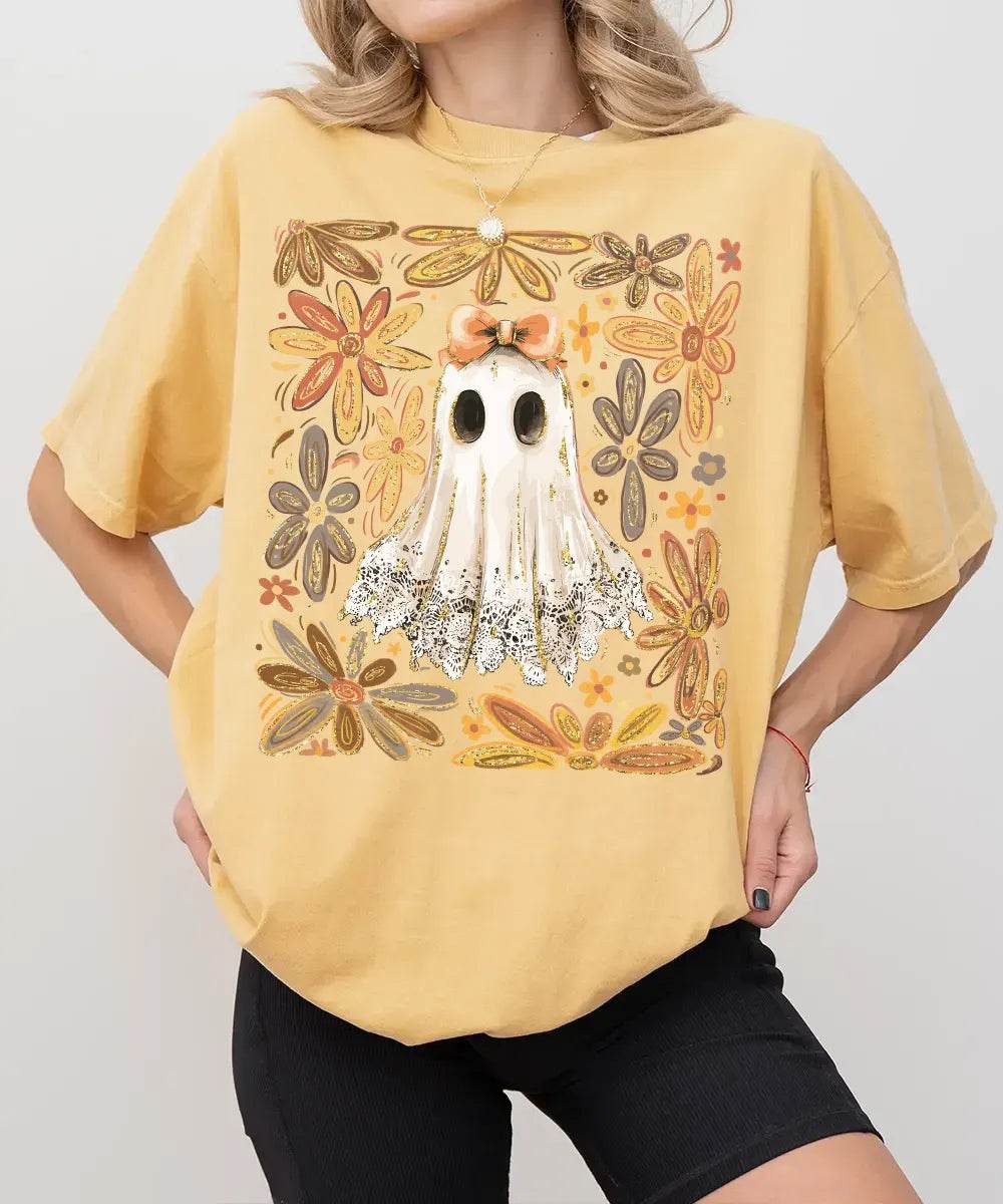 Floral Ghost Mama Halloween Comfort Colors T-Shirt or Sweatshirt – Retro Fall Spooky Season Shirt - Woven Mama