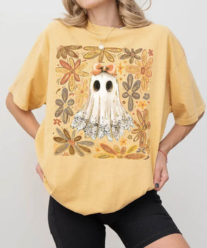 Floral Ghost Mama Halloween Comfort Colors T-Shirt or Sweatshirt – Retro Fall Spooky Season Shirt - Woven Mama