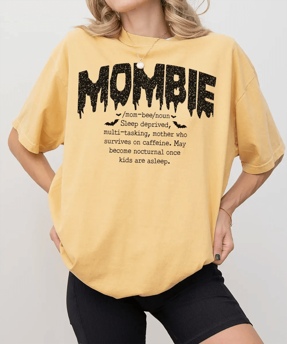 Mombie Comfort Colors® T-Shirt or Crewneck Sweatshirt – Funny Mom Halloween Shirt - Woven Mama