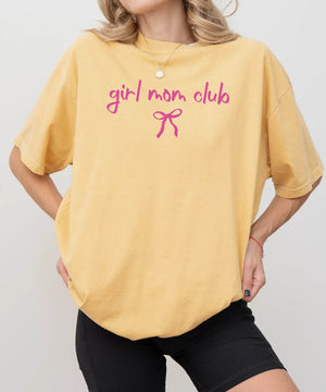 Girl Mom Club T-Shirt – Sweet Girl Mom Coquette Comfort Colors Tee - Woven Mama