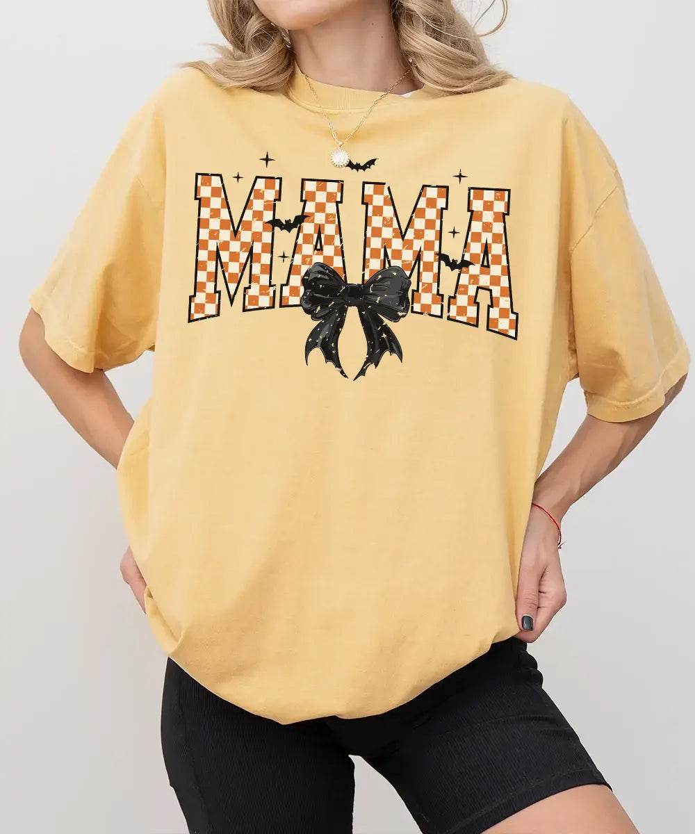 Spooky Bow MAMA Halloween Comfort Colors T-Shirt or Crewneck Sweatshirt - Woven Mama