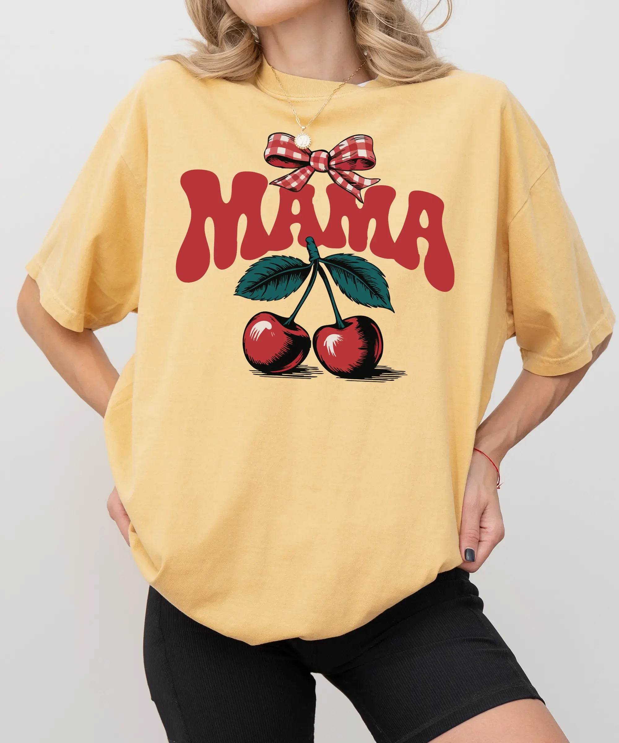 Mama T-Shirt – Sweet Cherry Coquette Comfort Colors Tee for Moms - Woven Mama