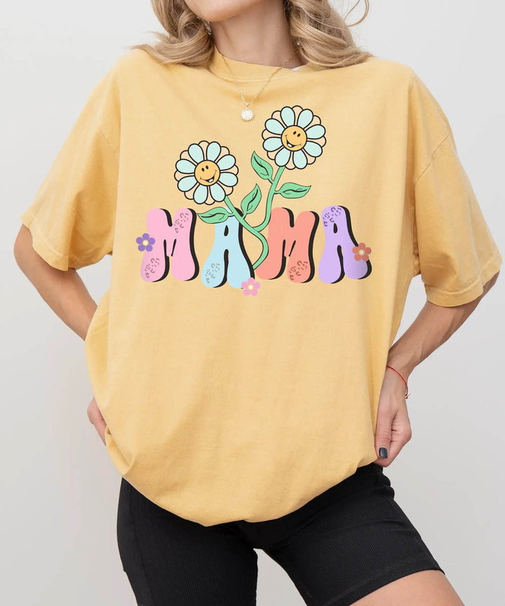Colorful MAMA Comfort Colors® T-Shirt – Floral Mom Shirt - Woven Mama