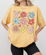 Floral Mom Life T-Shirt – Comfort Colors Tee with Cute Colorful Flower Design & Motherhood Words - Woven Mama
