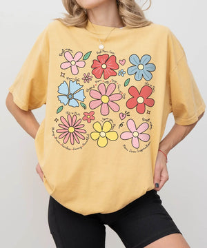 Floral Mom Life T-Shirt – Comfort Colors Tee with Cute Colorful Flower Design & Motherhood Words - Woven Mama