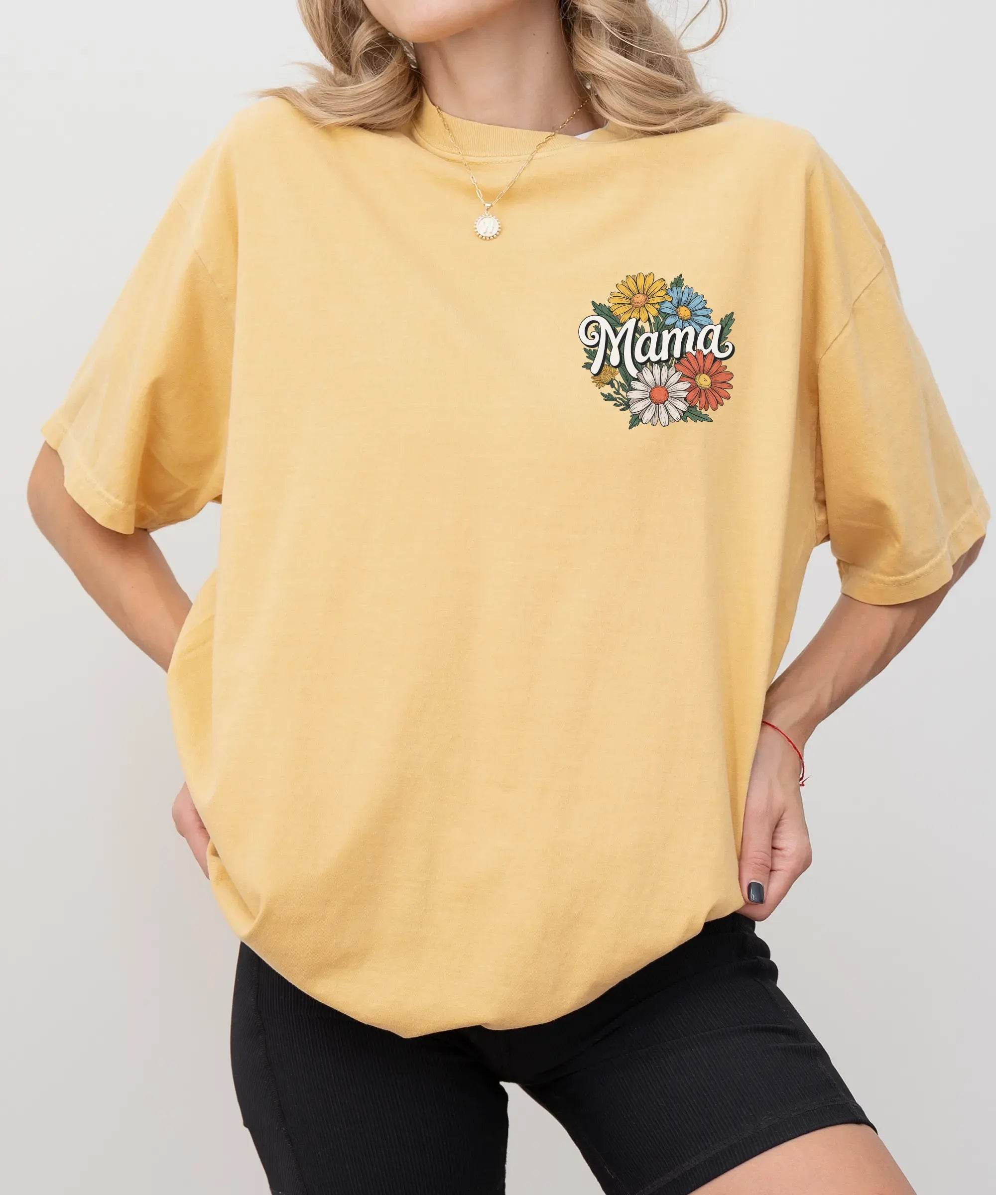 Mama T-Shirt – Comfort Colors Minimal Floral Mom Tee - Woven Mama