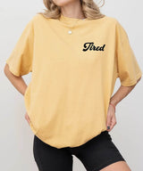 Tired Comfort Colors® T-Shirt – Minimalist Pocket Print Mom Shirt - Woven Mama