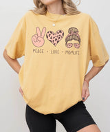 Peace Love Momlife T-Shirt – Leopard Print Comfort Colors Tee for Cool Moms - Woven Mama