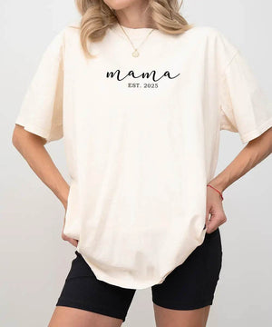 Mama Est. Minimalist Shirt – Custom Year Mom Comfort Colors® T-Shirt or Sweatshirt - Woven Mama
