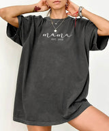Mama Est. Minimalist Shirt – Custom Year Mom Comfort Colors® T-Shirt or Sweatshirt - Woven Mama