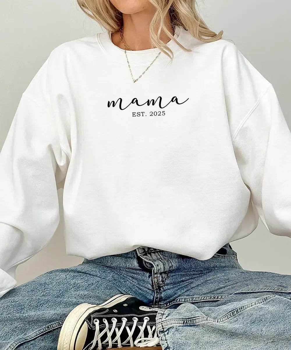 Mama Est. Minimalist Shirt – Custom Year Mom Comfort Colors® T-Shirt or Sweatshirt - Woven Mama