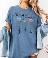 Mama’s Garden Custom Shirt with Kids’ Names – Personalized Floral Mom T-Shirt or Sweatshirt