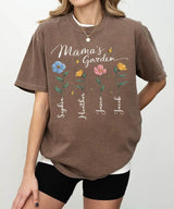 Mama’s Garden Custom Shirt with Kids’ Names – Personalized Floral Mom T-Shirt or Sweatshirt - Woven Mama