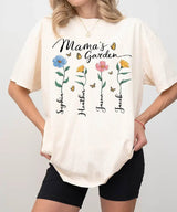 Mama’s Garden Custom Shirt with Kids’ Names – Personalized Floral Mom T-Shirt or Sweatshirt - Woven Mama