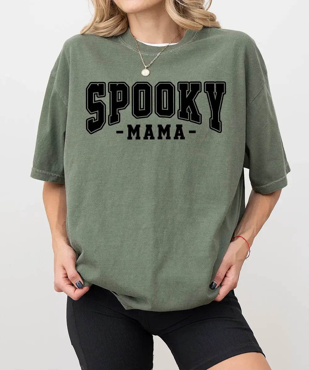 Spooky Mama Comfort Colors® T-Shirt or Crewneck Sweatshirt – Halloween Mom Shirt - Woven Mama
