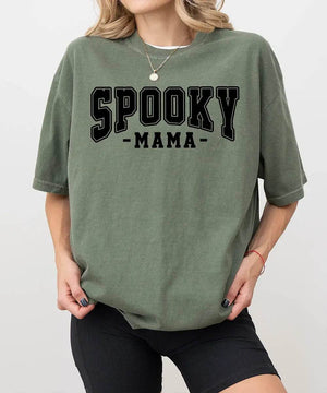 Spooky Mama Comfort Colors® T-Shirt or Crewneck Sweatshirt – Halloween Mom Shirt - Woven Mama
