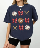 Coquette Bow Baseball T-Shirt – Baseball Mom Game Day Tee - Woven Mama
