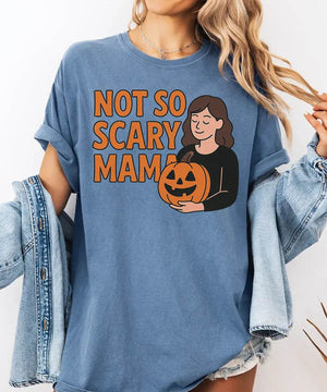 Not So Scary Mama Comfort Colors® T-Shirt or Crewneck Sweatshirt - Halloween Mom Shirt - Woven Mama