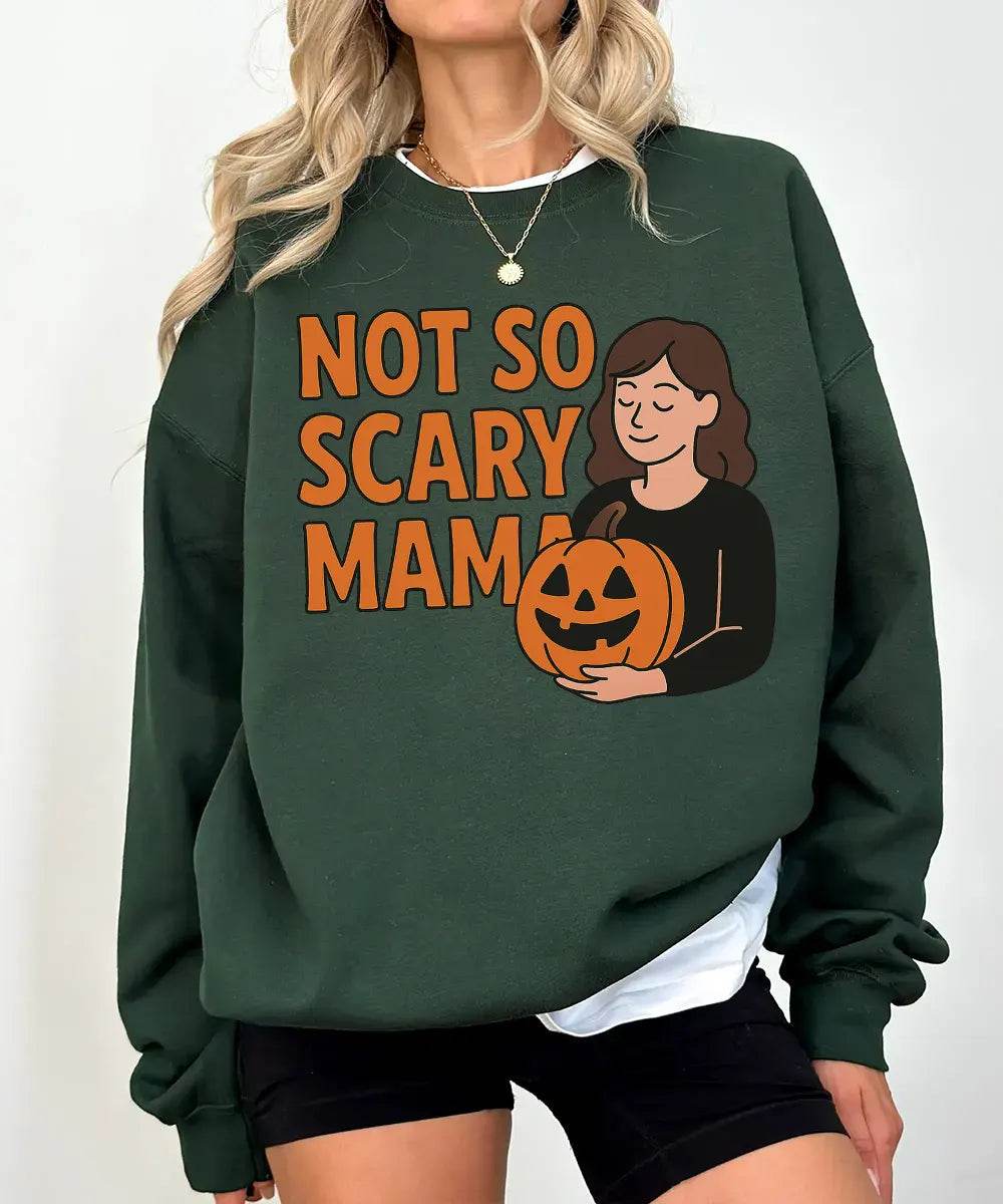 Not So Scary Mama Comfort Colors® T-Shirt or Crewneck Sweatshirt - Halloween Mom Shirt - Woven Mama