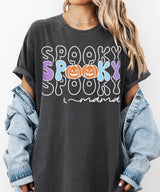 Spooky Mama Comfort Colors T-Shirt or Crewneck Sweatshirt – Colorful Halloween Pumpkin Mom Shirt - Woven Mama