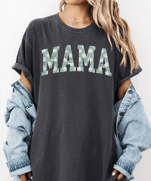 MAMA Comfort Colors® T-Shirt – Daisy Floral Mom Shirt - Woven Mama